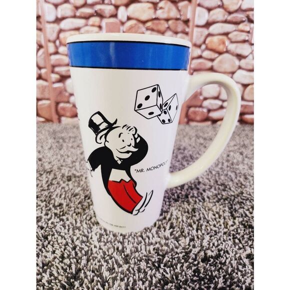 1999 HASBRO MR. MONOPOLY BOARD GAME CERAMIC COFFEE MUG CUP 2 SIDED - Picture 1 of 8